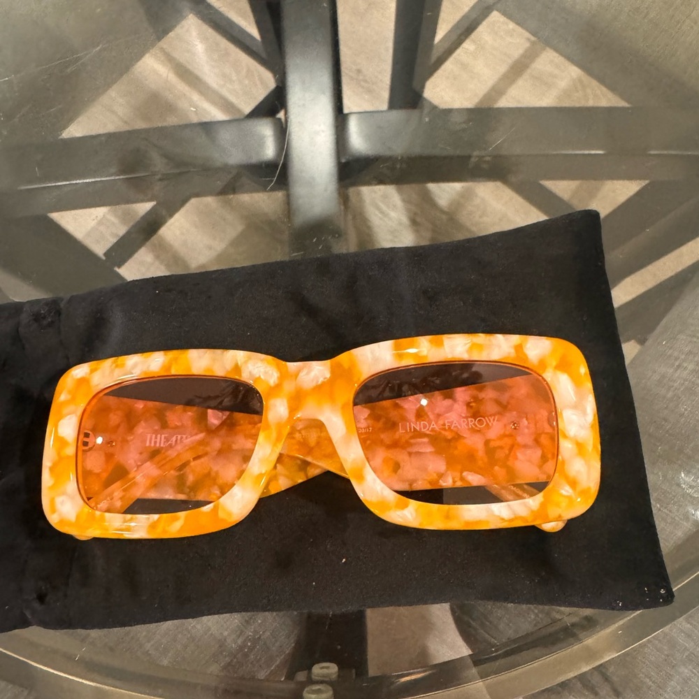 THE ATTICO X Linda Farrow Berta Sunglasses in Yellow T Shell, & Pink Lense